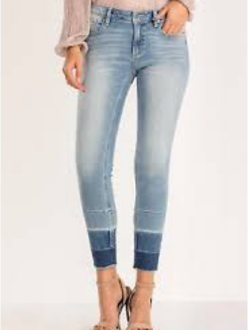 Miss Me Light Blue Ankle Jeans with Dark Blue Cuffs